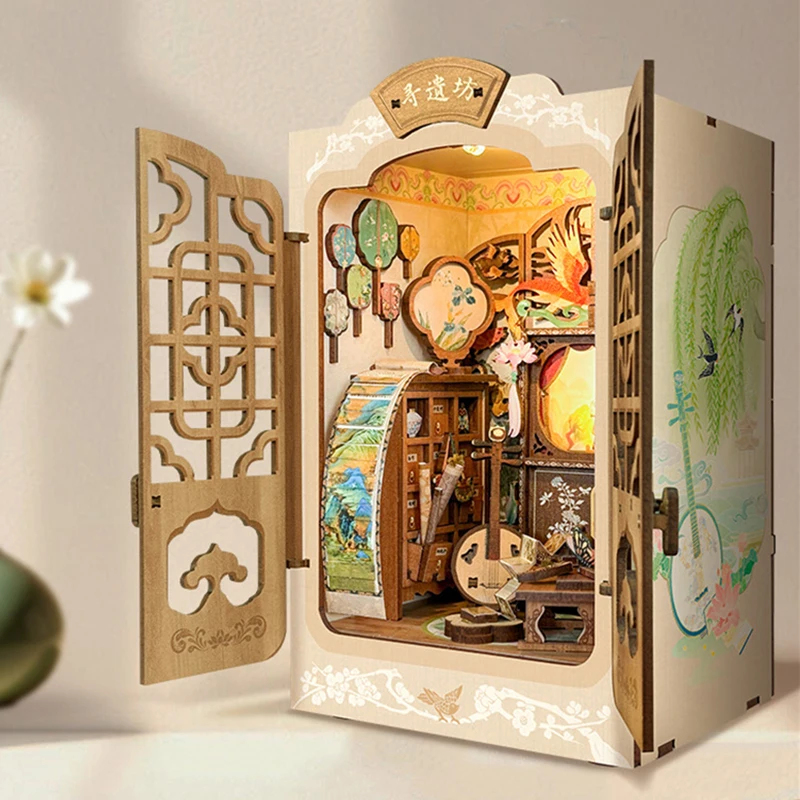 Lighting Decor For House - OUZEY Wooden DIY Book Nook Shelf