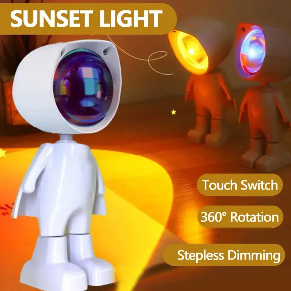 Sunset Lamp Projection - Rechargeable Astronaut Robot Table Night Light