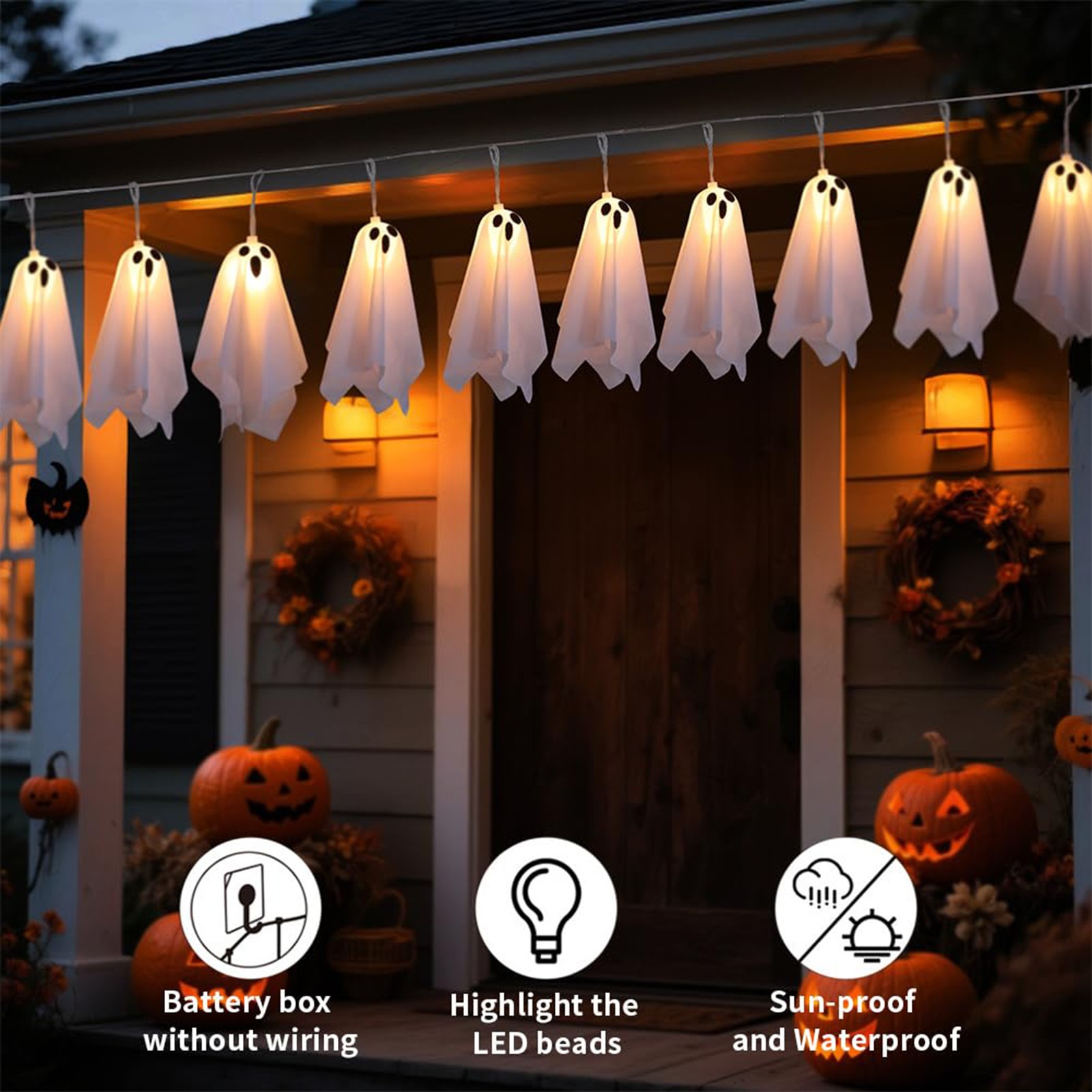 Lighting Decor For House - Haunted House Decor Halloween Ghost White