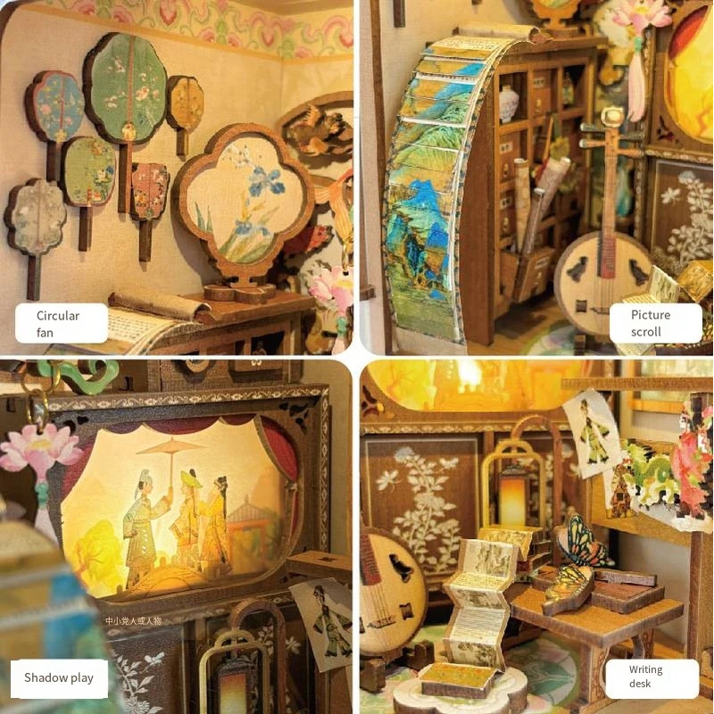 OUZEY Wooden DIY Book Nook She – Lighting Decor For House recenzja i cena