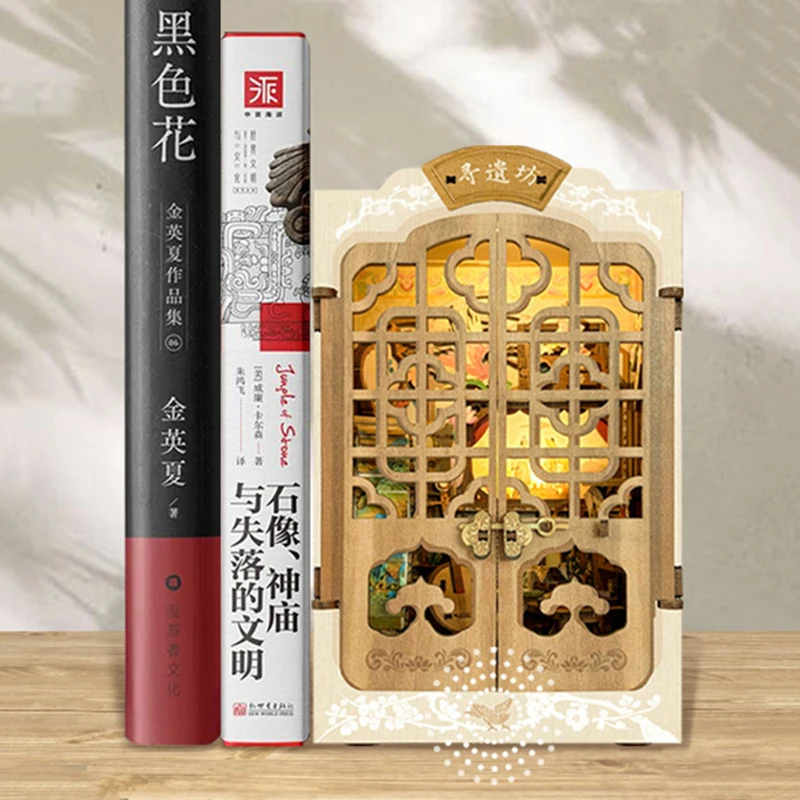 OUZEY Wooden DIY Book Nook She – Lighting Decor For House recenzja i cena