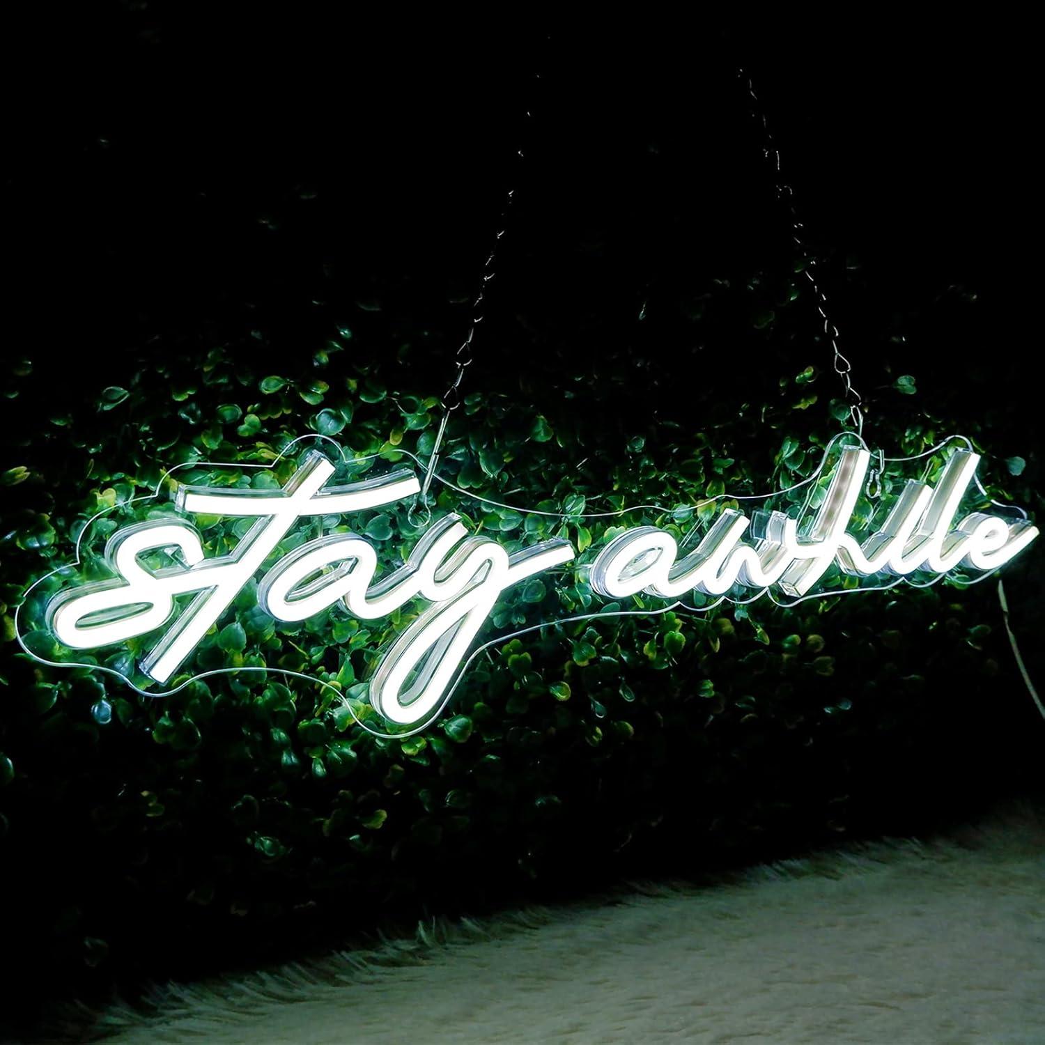 Stay Awhile Neon Signs USB Dim – Lighting Decor In Room recenzja i cena