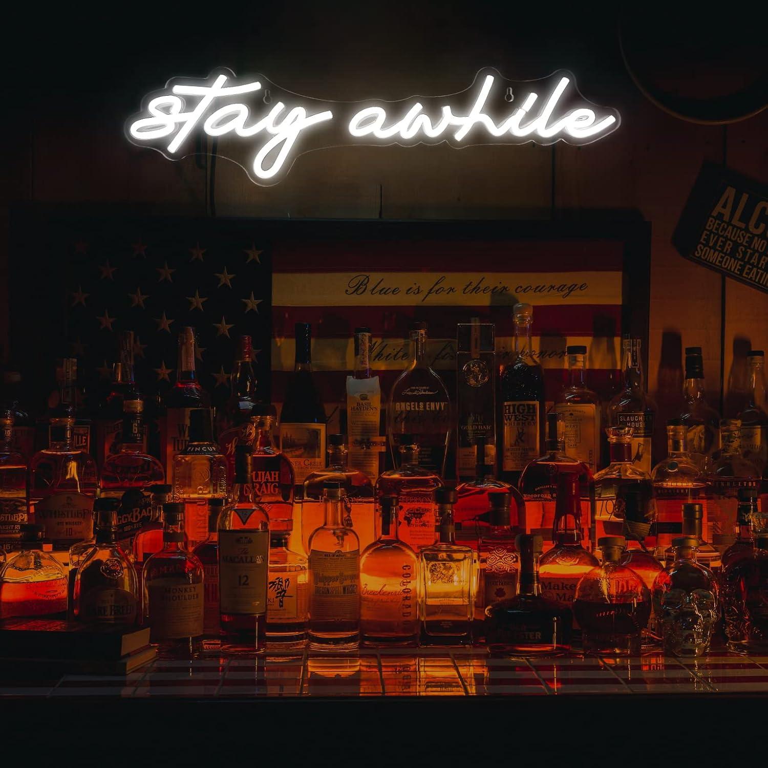 Stay Awhile Neon Signs USB Dim – Lighting Decor In Room recenzja i cena