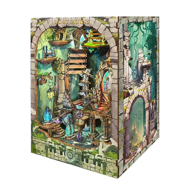 DIY Book Nook Lost Ruins Woode – Lighting Decor For House recenzja i cena