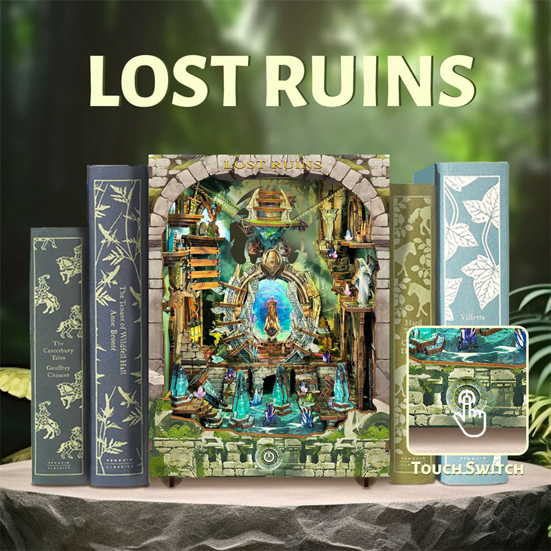 DIY Book Nook Lost Ruins Woode – Lighting Decor For House recenzja i cena