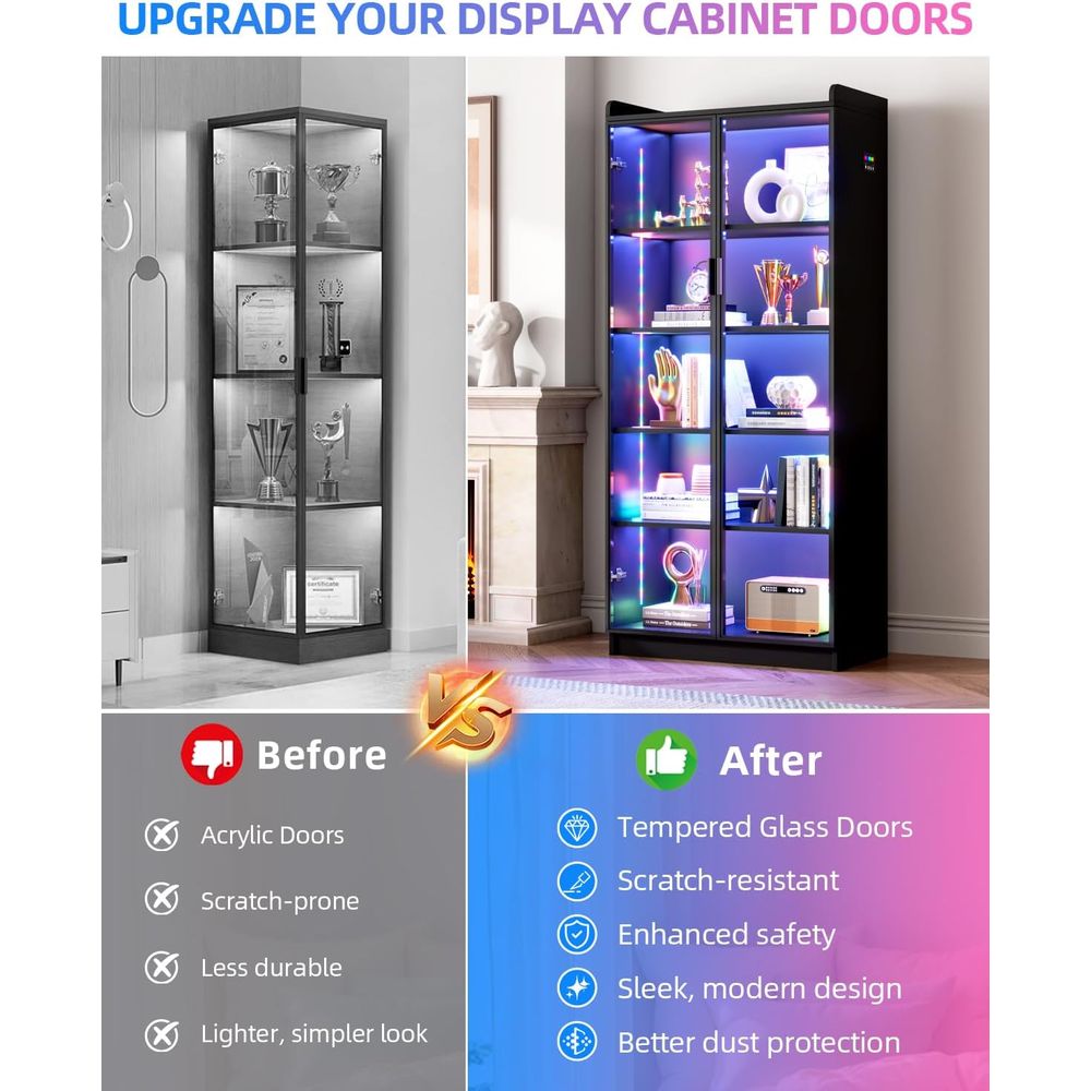 65 Glass Curio Cabinet with 5- – Decor Lighting & Decor Fires recenzja i cena