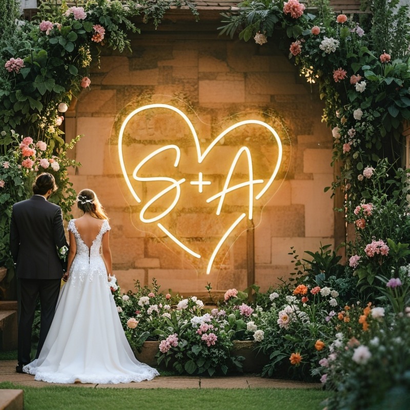 Custom Initials Heart LED Neon – Lighting Decoration Wedding recenzja i cena