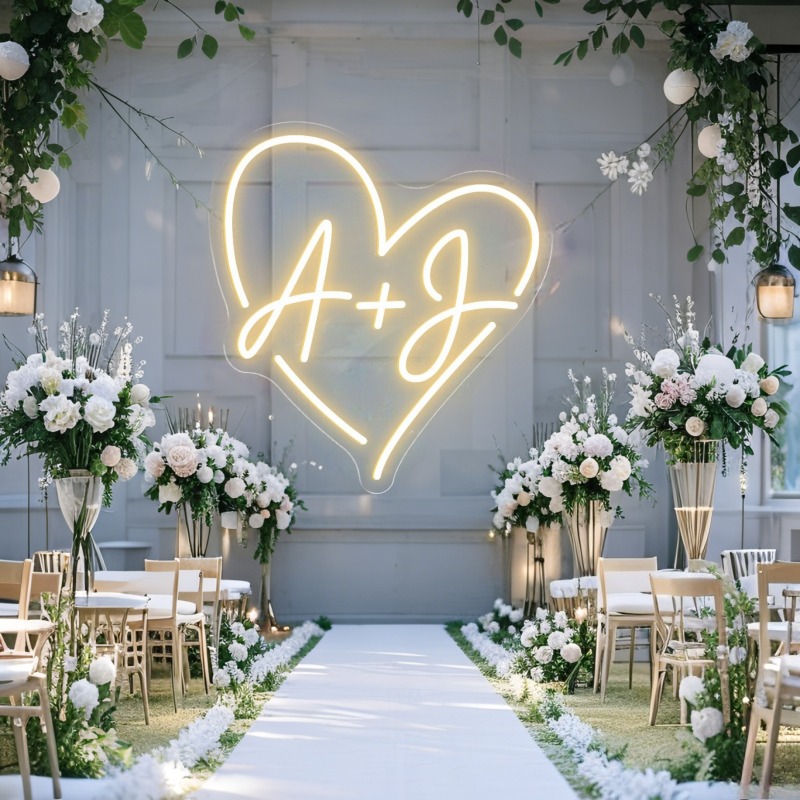 Custom Initials Heart LED Neon – Lighting Decoration Wedding recenzja i cena