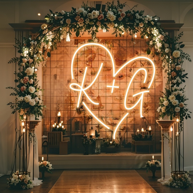 Custom Initials Heart LED Neon – Lighting Decoration Wedding recenzja i cena