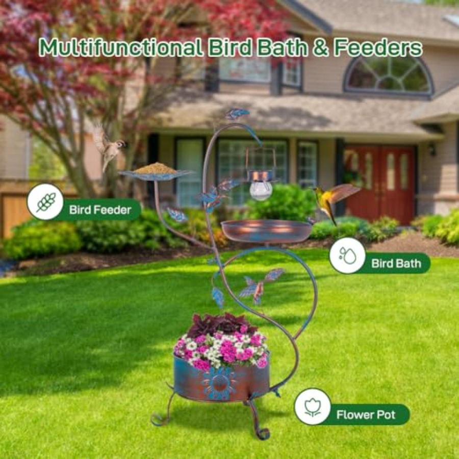Outdoor metal bird bath with p – Lighting Decoration Outdoor recenzja i cena