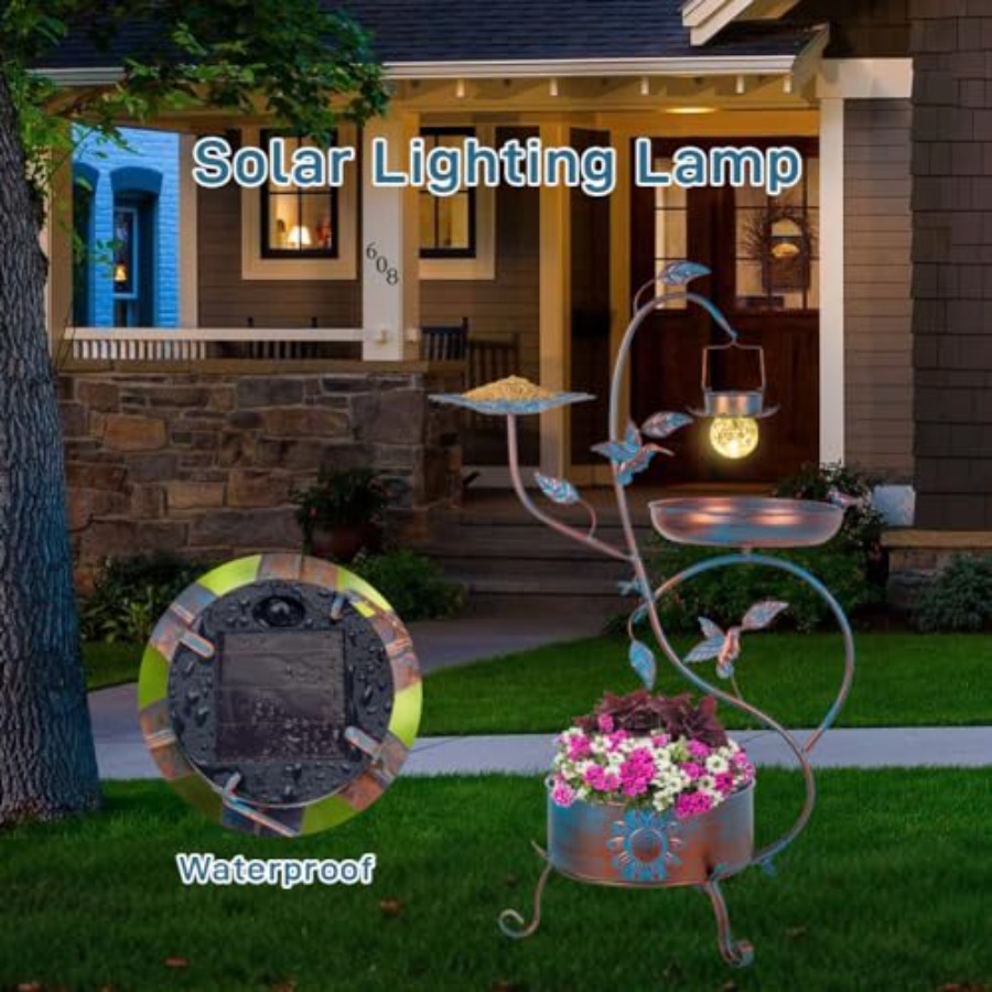 Outdoor metal bird bath with p – Lighting Decoration Outdoor recenzja i cena