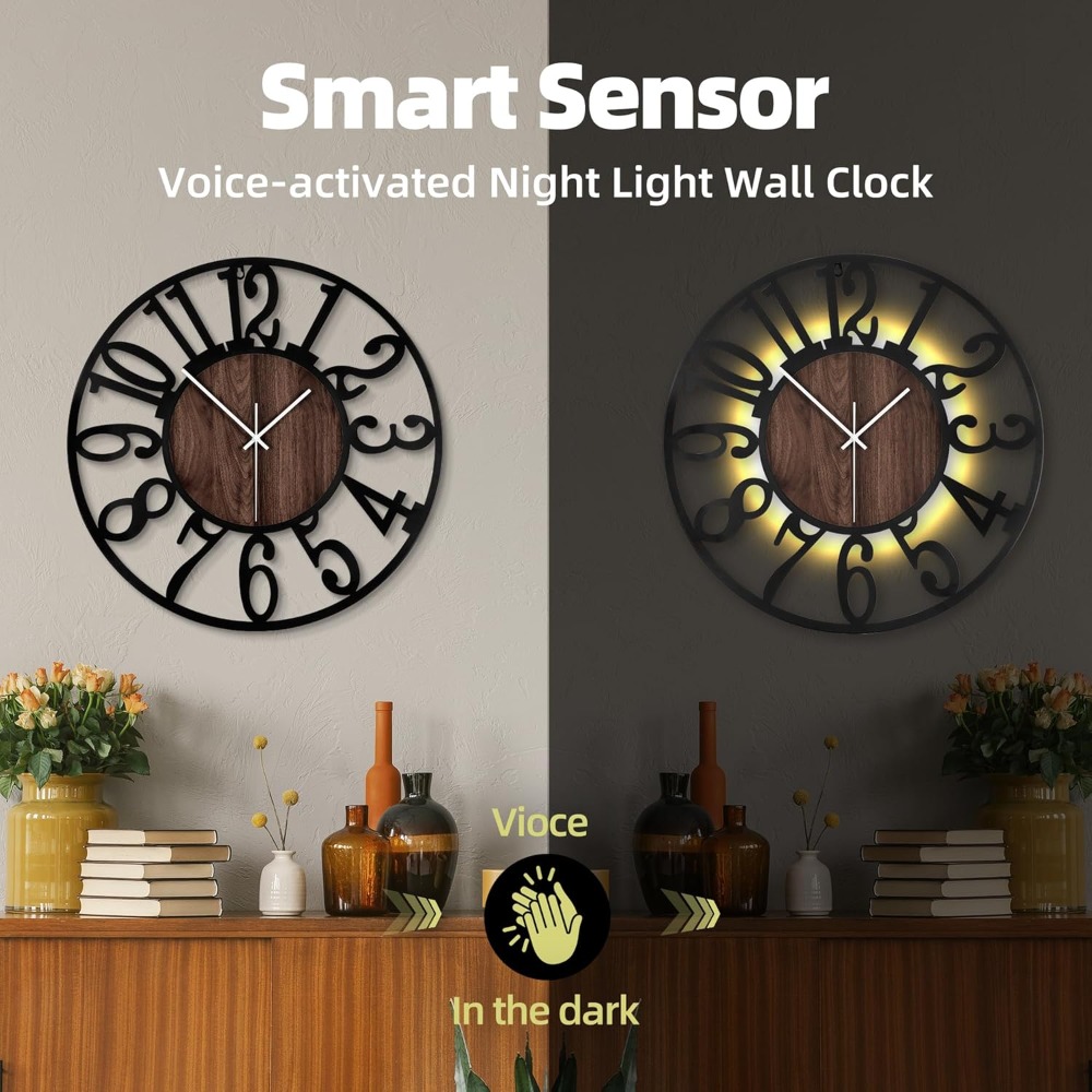 24 Inch Large Metal Wall Clock – Lighting Metal Wall Decor recenzja i cena