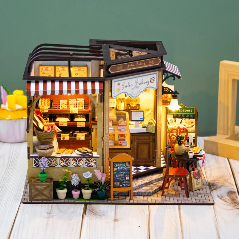 OUZEY Miniature Wooden Dollhou – Lighting Decor For House recenzja i cena