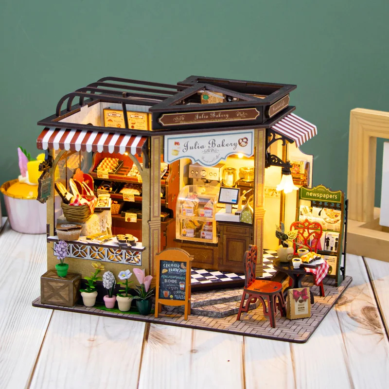 OUZEY Miniature Wooden Dollhou – Lighting Decor For House recenzja i cena