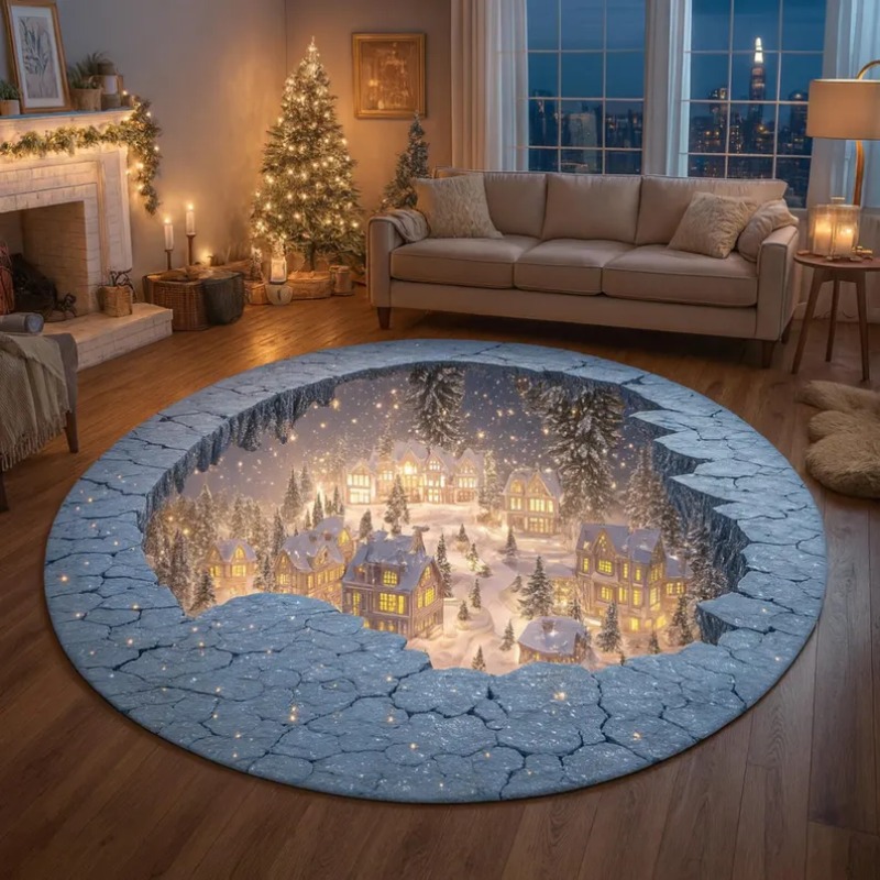 3D Christmas Village Rug Winte – Outdoor Lighting Decor Ideas recenzja i cena