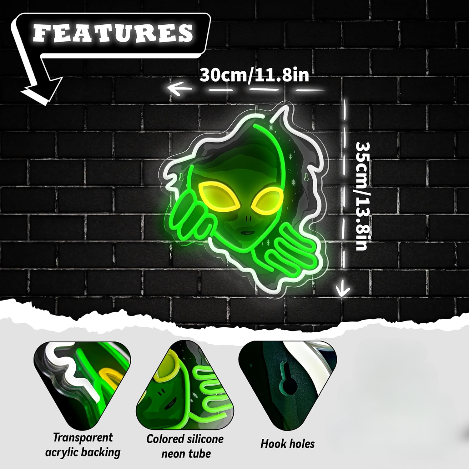 Alien Face Neon Sign Green Glo – Outdoor Lighting Decor Ideas recenzja i cena