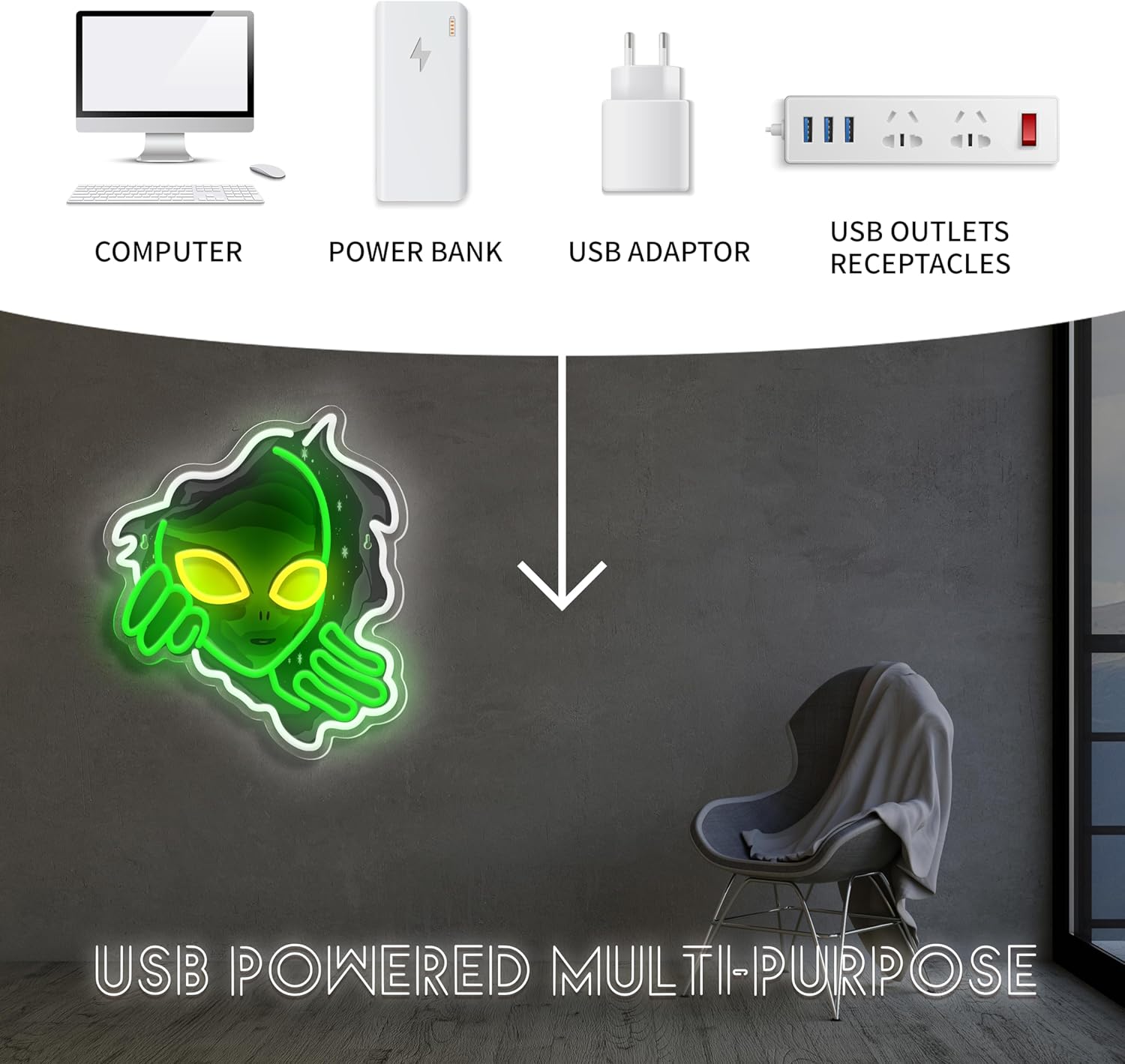 Alien Face Neon Sign Green Glo – Outdoor Lighting Decor Ideas recenzja i cena
