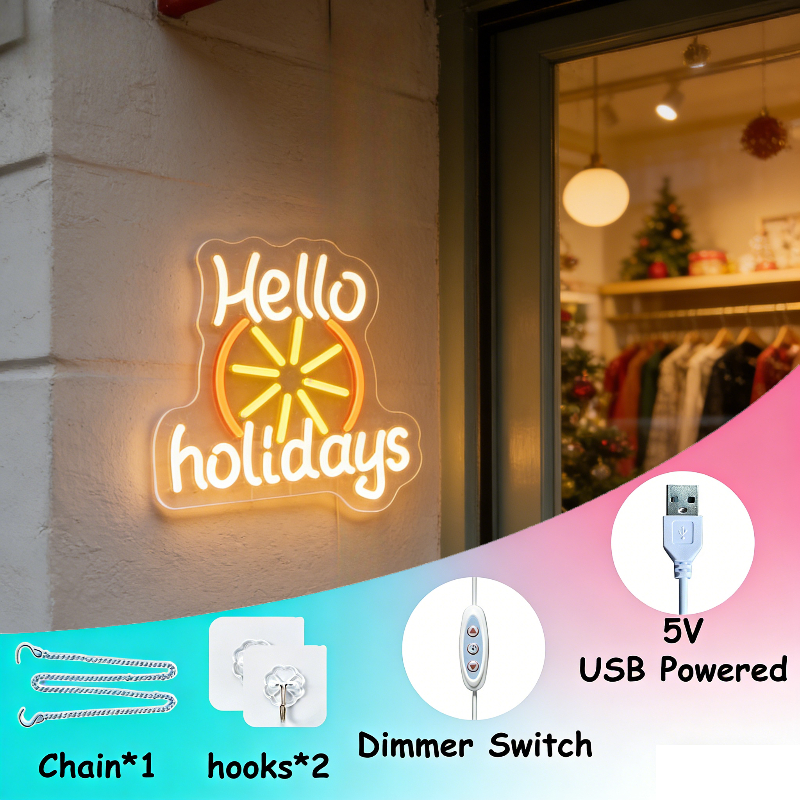 Hello Holidays LED Neon Signs  – Outdoor Lighting Decor Ideas recenzja i cena