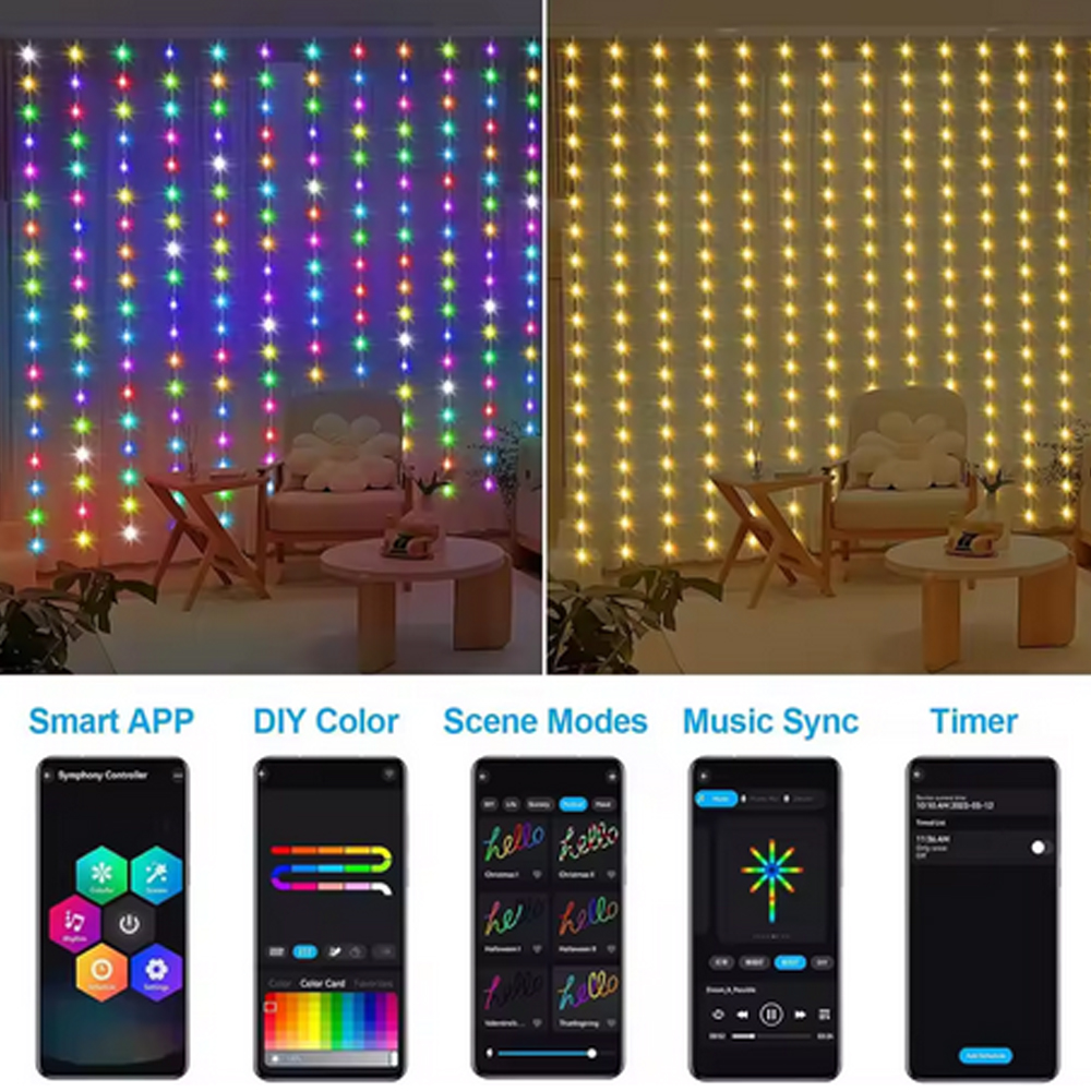 3M RGB Smart LED Curtain Light – Lighting Decoration Outdoor recenzja i cena