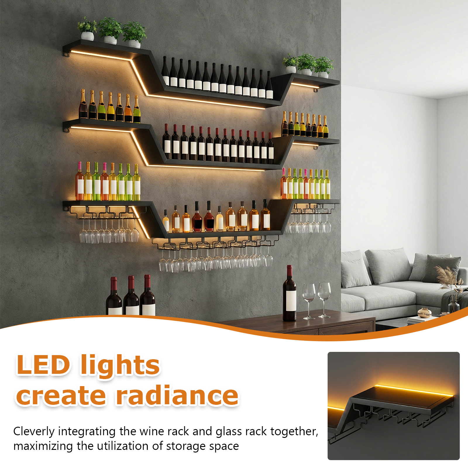 140x20cm Wall-Mount LED Wine R – Lighting Metal Wall Decor recenzja i cena