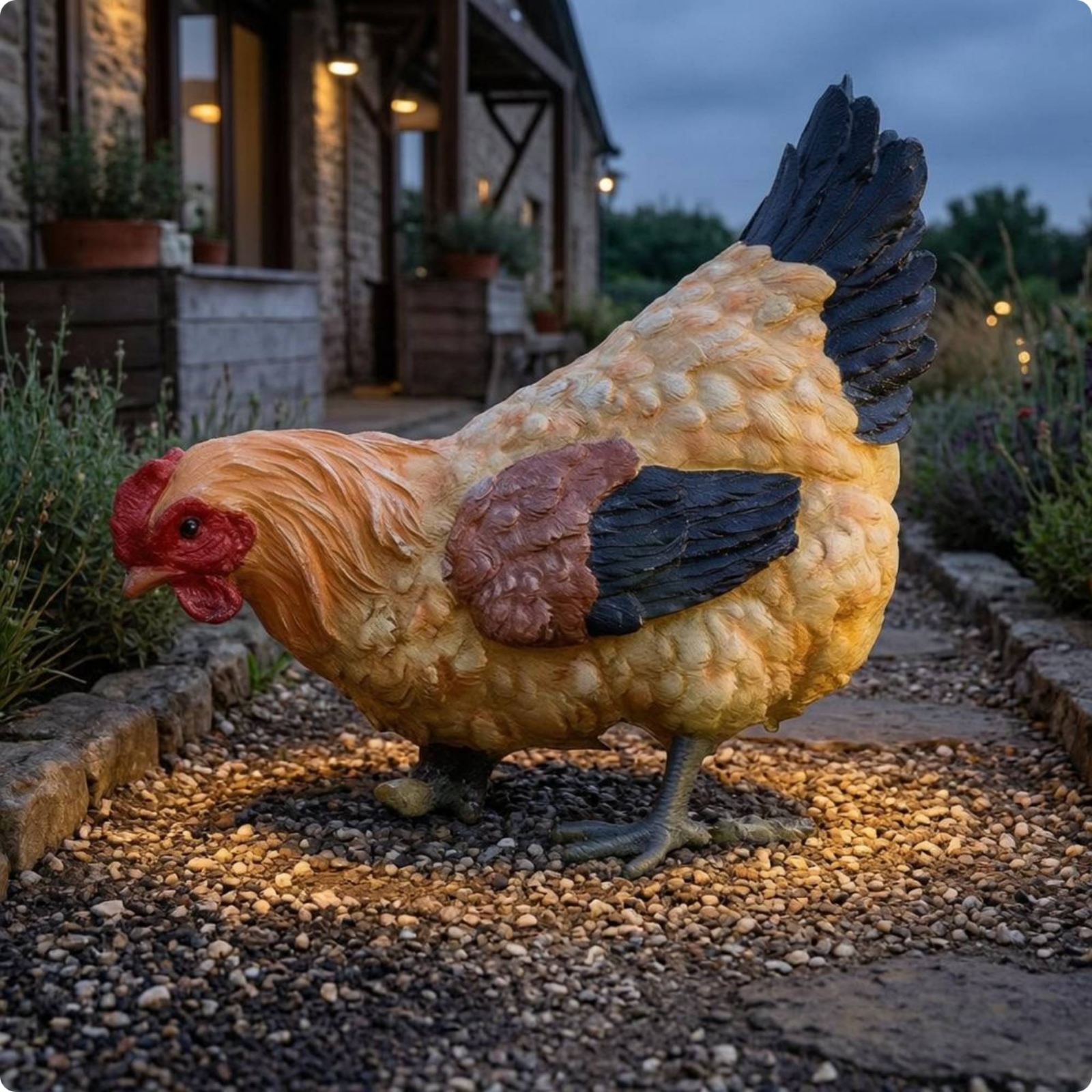 Solar Chicken Garden Sculpture – Outdoor Lighting Decor Ideas recenzja i cena