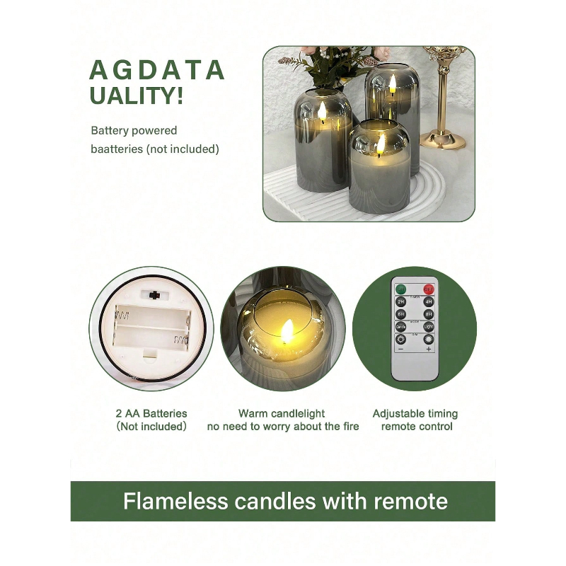 3 Pack Grey Flameless LED Cand – Decor Lighting & Decor Fires recenzja i cena